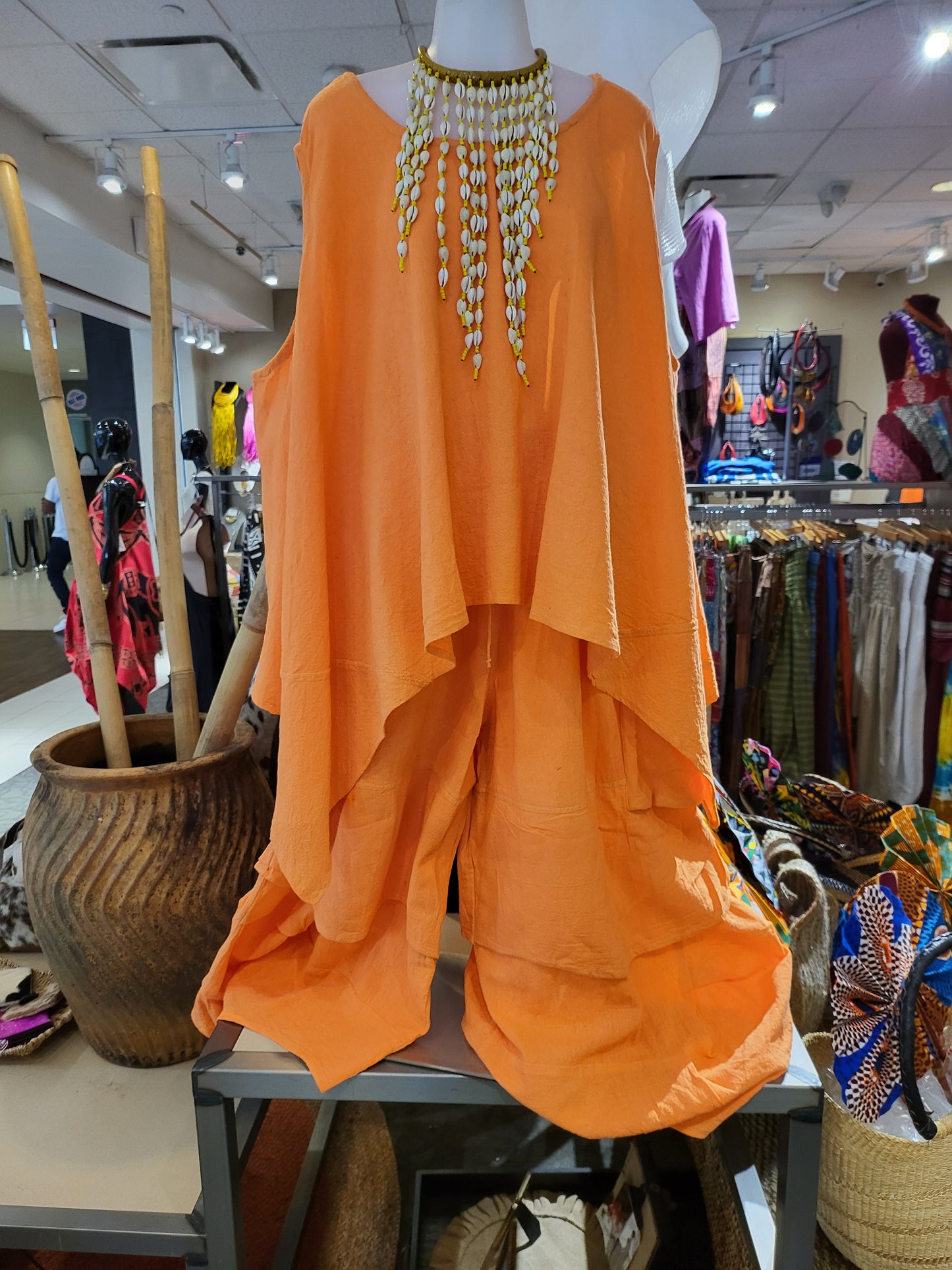 Heavy Gause Sleevless Top and Pants Set